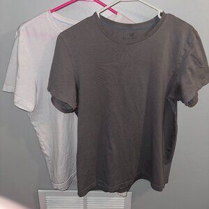 Two Mack Weldon 100% Pima Cotton Short Sleeve Tees (White & Grey) - Size Medium